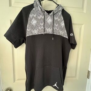 Jordan Small Black and White Short Sleeve Hoodie with Logo and Zip Sides